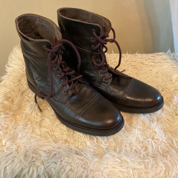 Men’s Call It Spring Brown Leather Combat Boot. Size 10 in good condition. - Picture 2 of 5